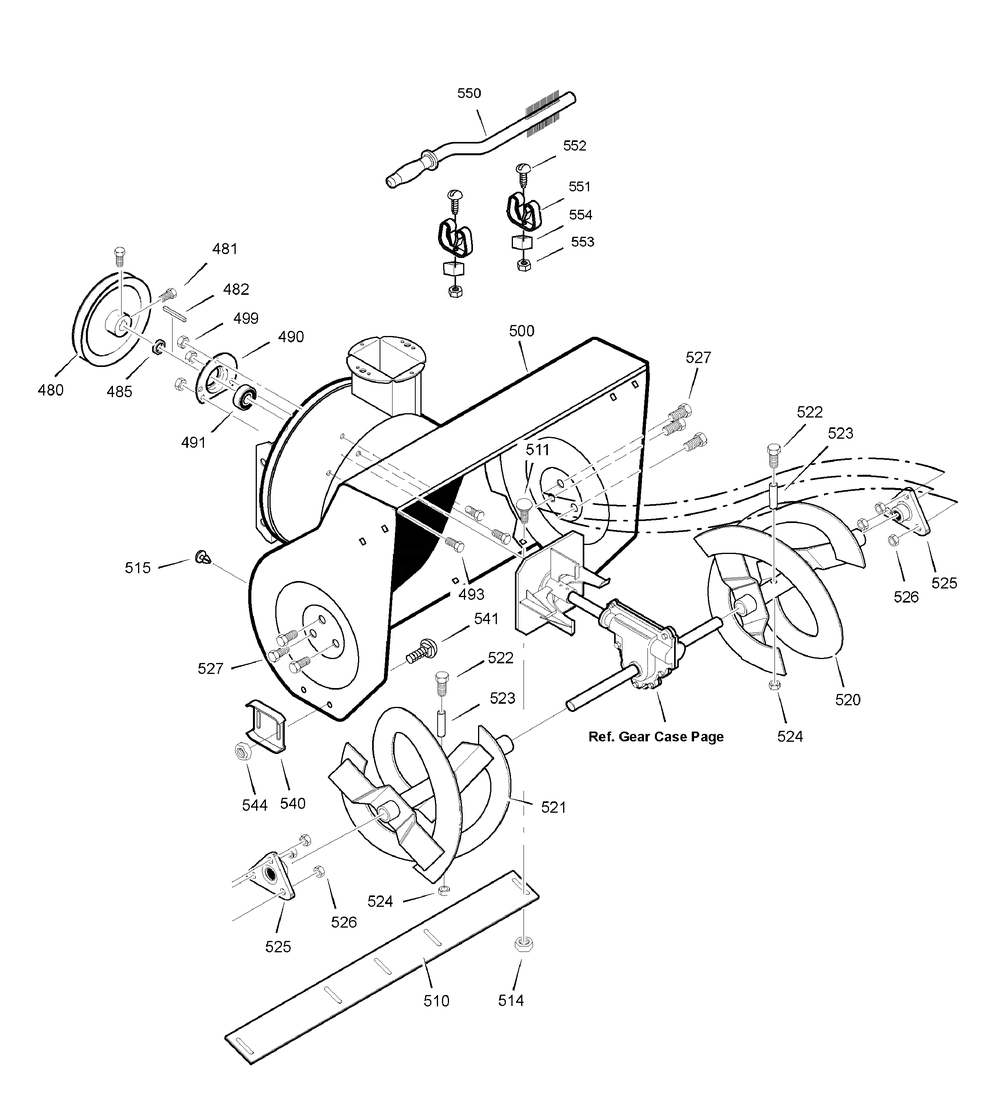 Auger Housing Diagram and Parts List for 1695425-6240900X196A 2007 Briggs and Stratton Snow Blower